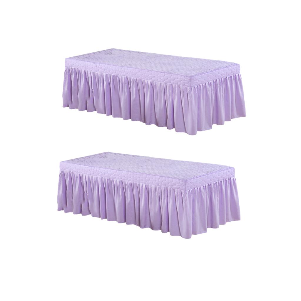 2xMassage Table Skirt Beauty Bed Cover Valance Sheet Light Purple