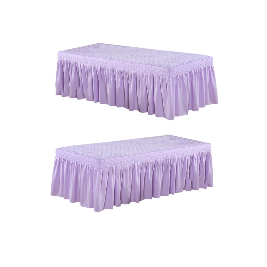 2xMassage Table Skirt Beauty Bed Cover Valance Sheet Light Purple