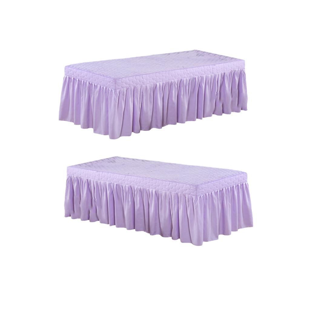 2xMassage Table Skirt Beauty Bed Cover Valance Sheet Light Purple