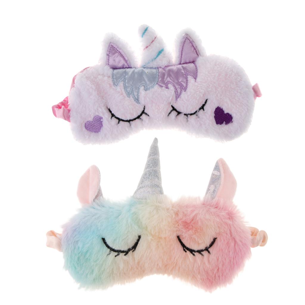 2/pack Rainbow Unicorn Plush Sleep Masks Eye Shade Cover Travel Blindfold