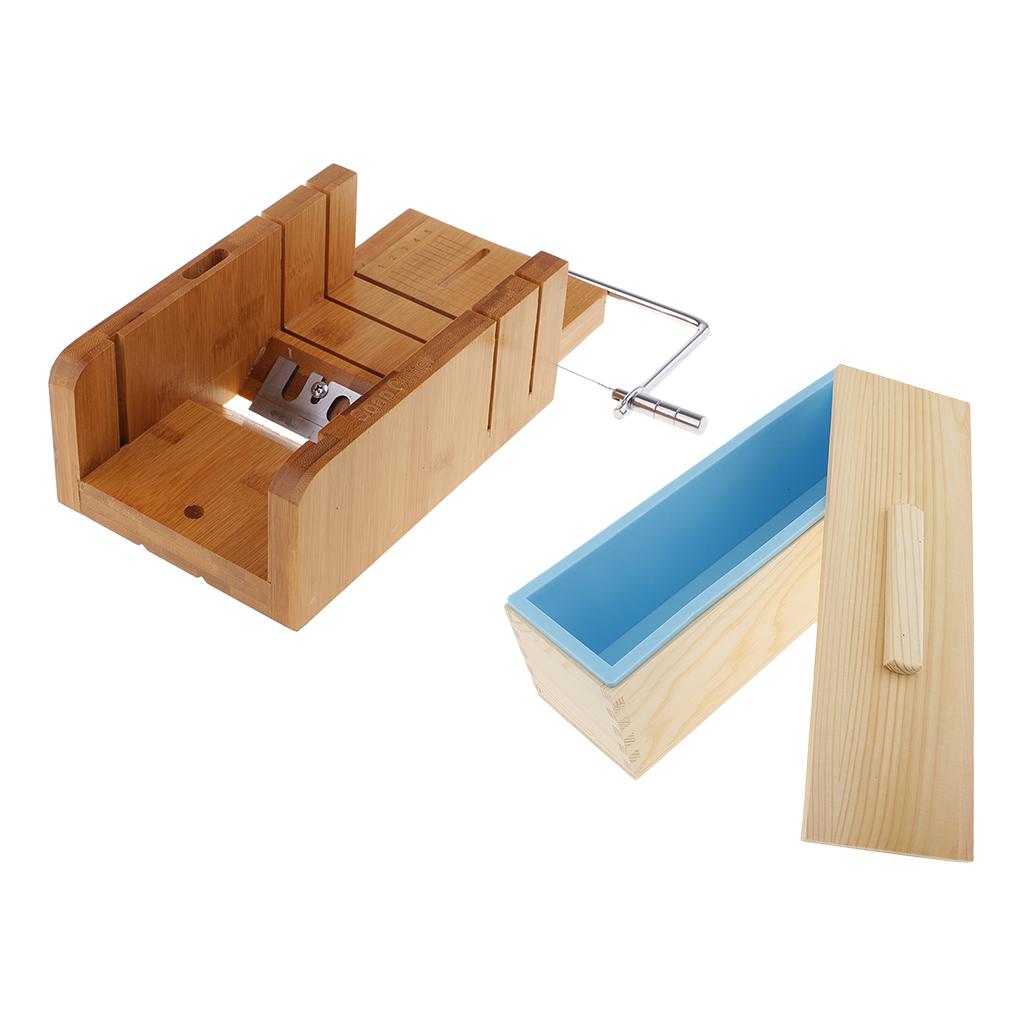 2pcs Wooden Soap Cutter with Beveler Wire Slicer Soap Making Mould with Lid