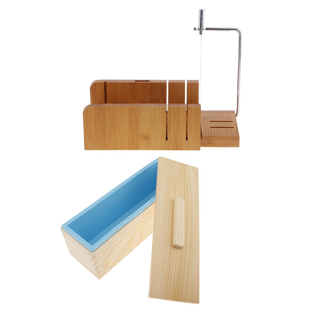 2pcs Wooden Soap Cutter with Beveler Wire Slicer Soap Making Mould with Lid
