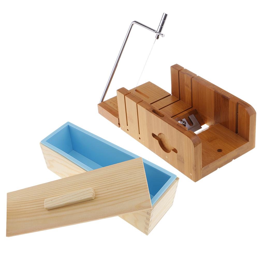 2pcs Wooden Soap Cutter with Beveler Wire Slicer Soap Making Mould with Lid