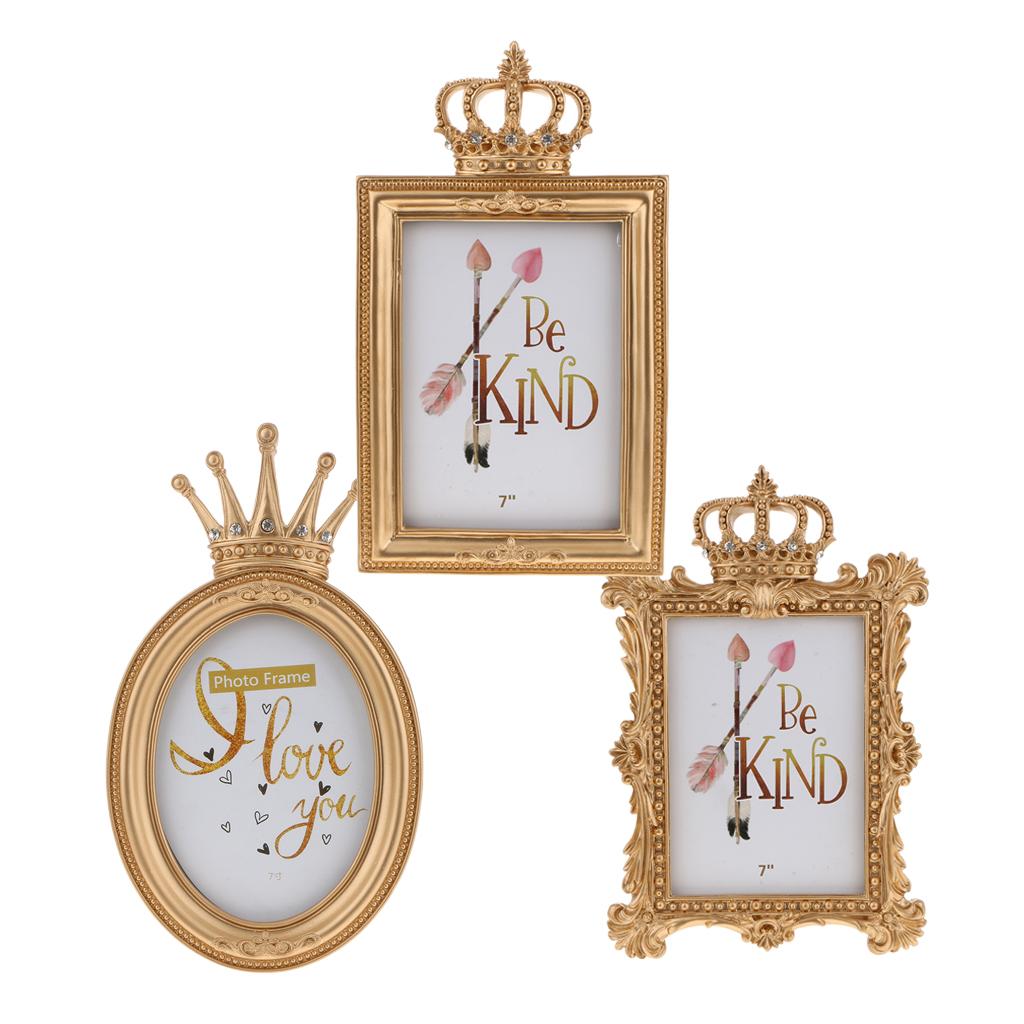 3 Style Gold Crown Resin Photo Frame Baroque Luxury Style Decor