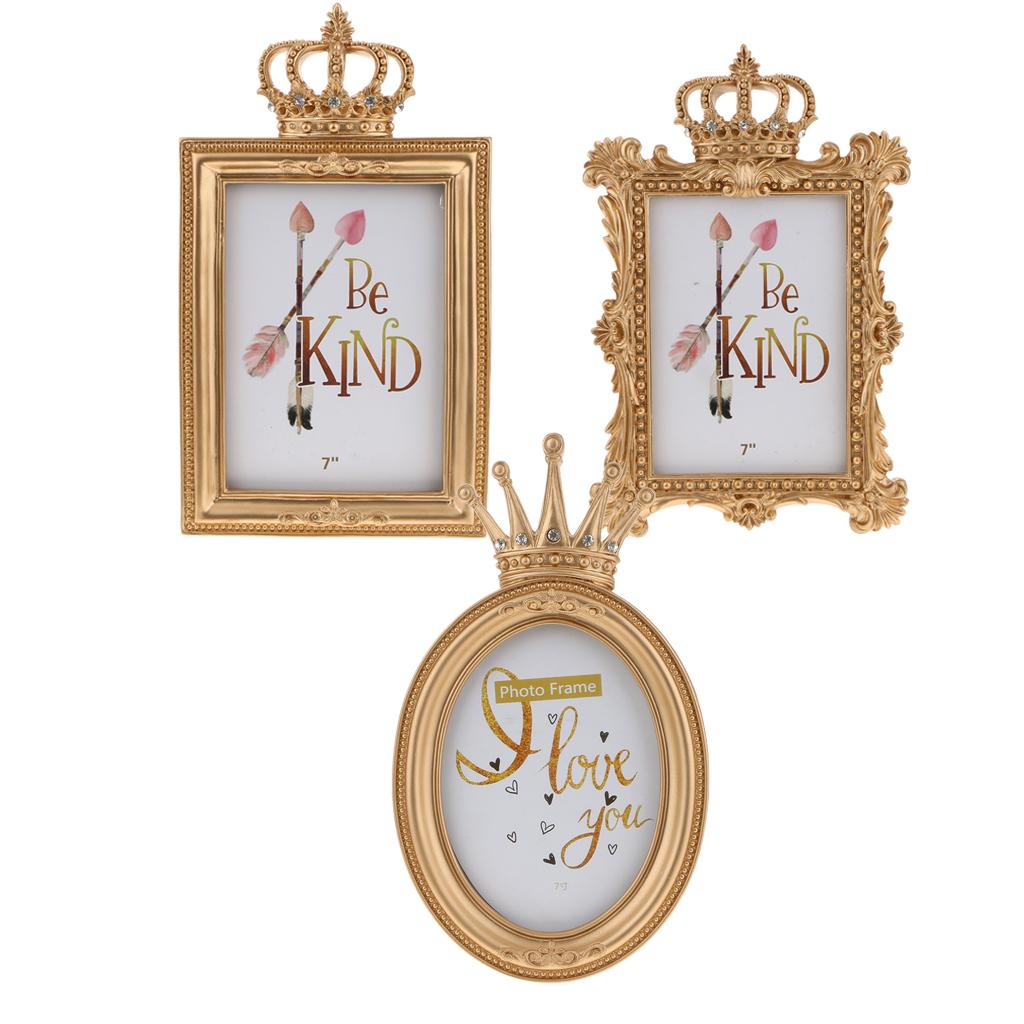 3 Style Gold Crown Resin Photo Frame Baroque Luxury Style Decor