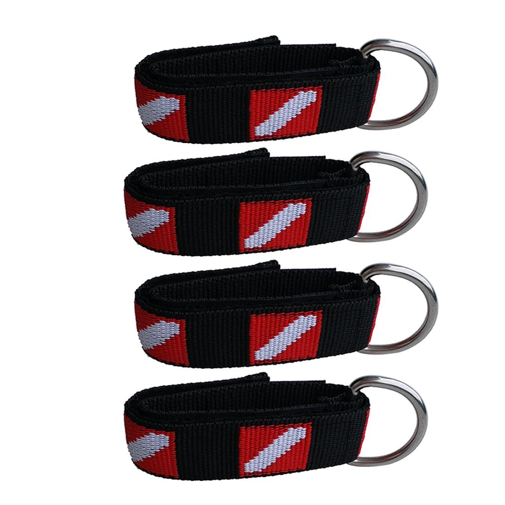 4pcs Adjustable Scuba Diving Wrist Strap Lanyard Hanging Strap Band D-Ring