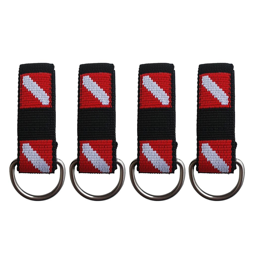 4pcs Adjustable Scuba Diving Wrist Strap Lanyard Hanging Strap Band D-Ring