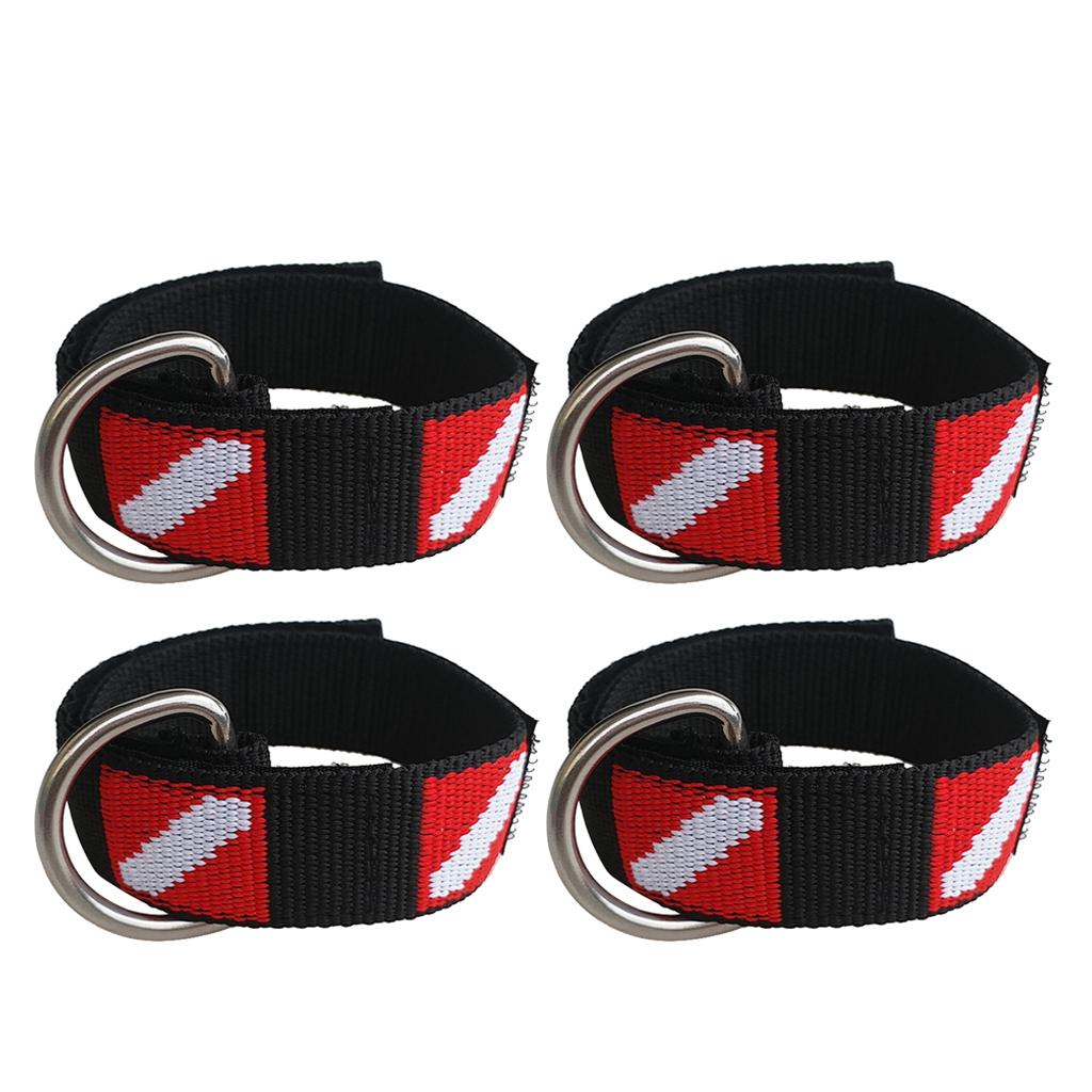 4pcs Adjustable Scuba Diving Wrist Strap Lanyard Hanging Strap Band D-Ring