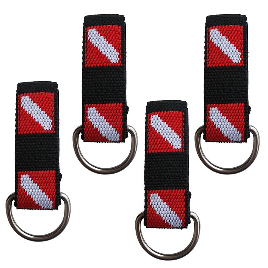 4pcs Adjustable Scuba Diving Wrist Strap Lanyard Hanging Strap Band D-Ring