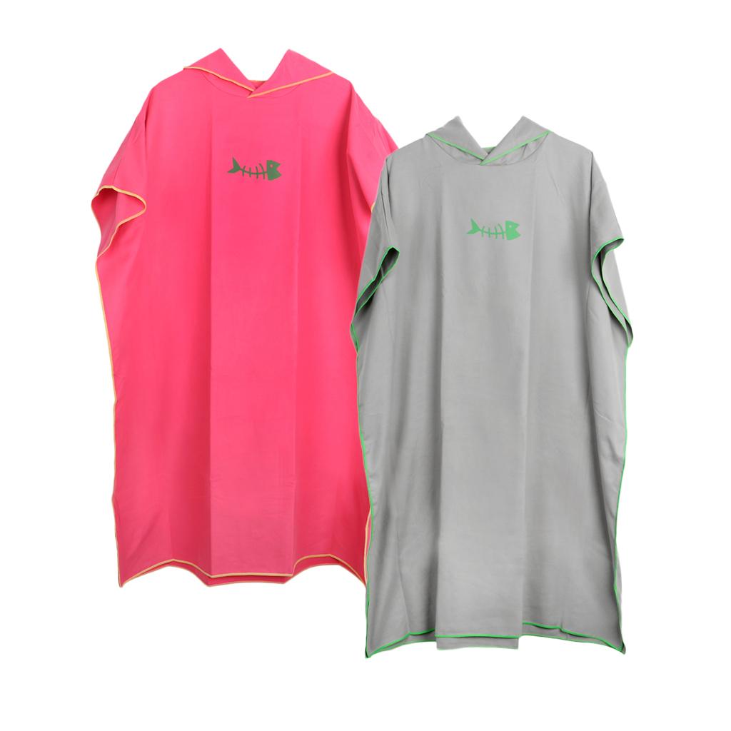 2pcs Beach Bath Surf Poncho Robe With Hood Wetsuit Changing Towel Bathrobe