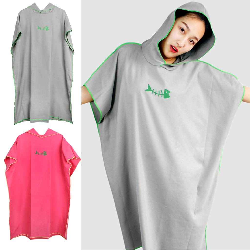 2pcs Beach Bath Surf Poncho Robe With Hood Wetsuit Changing Towel Bathrobe