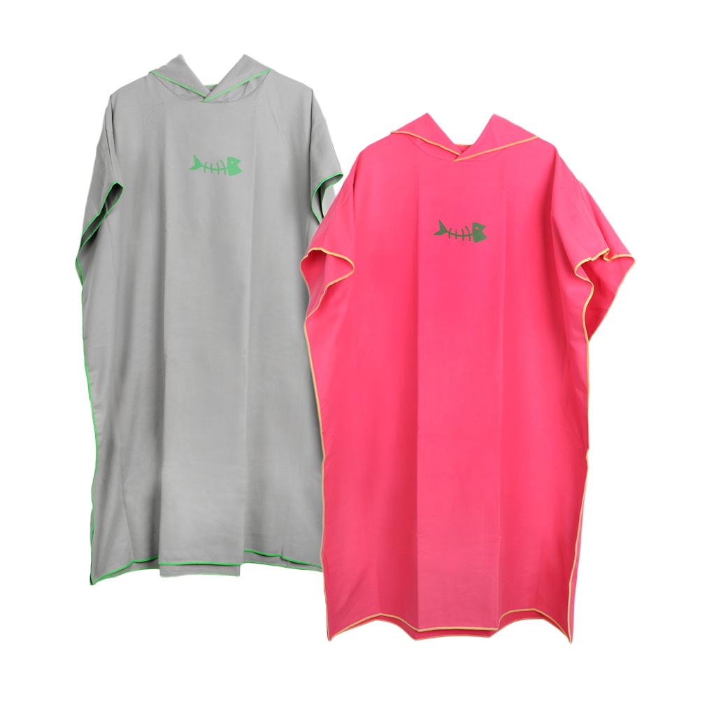 2pcs Beach Bath Surf Poncho Robe With Hood Wetsuit Changing Towel Bathrobe