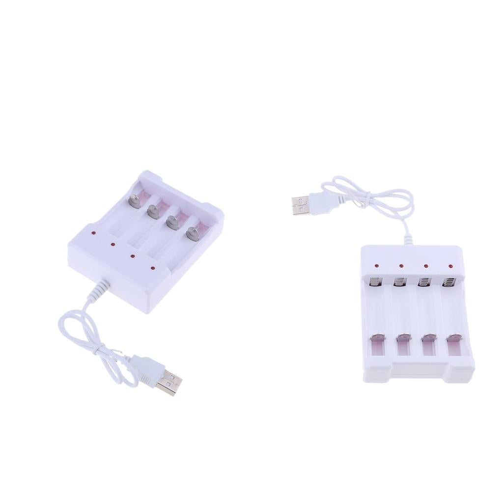 2x Protable 4 Slots AA AAA Rechargeable Battery Charger USB Power