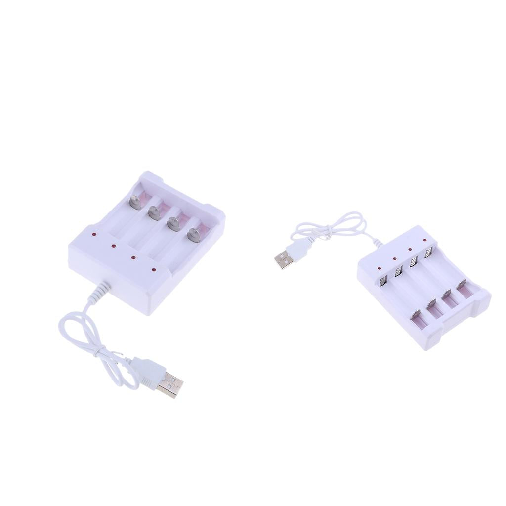 2x Protable 4 Slots AA AAA Rechargeable Battery Charger USB Power