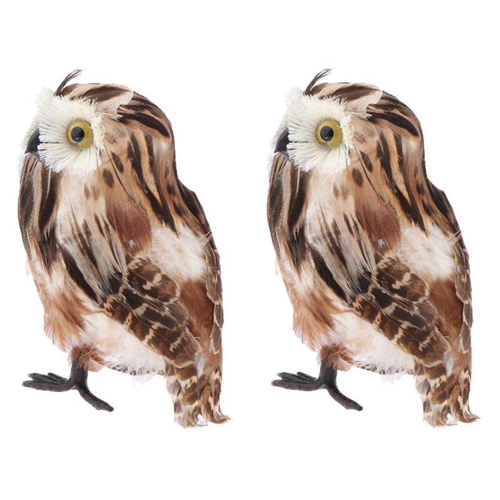 2Pcs Artificial Realistic Owl Figure Home Outdoor Garden Office Desk Decor