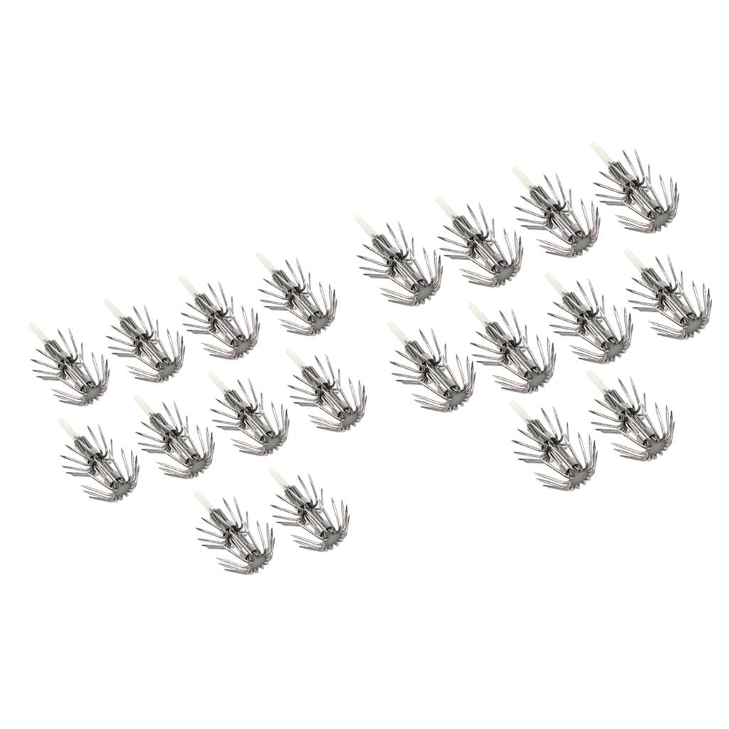 20pcs Stainless Steel Luminous Squid Lure Hooks Fishing Egi Jigs Hooks