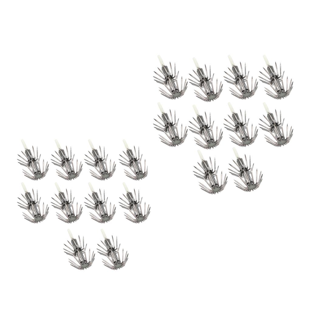 20pcs Stainless Steel Luminous Squid Lure Hooks Fishing Egi Jigs Hooks