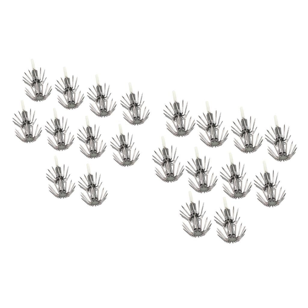 20pcs Stainless Steel Luminous Squid Lure Hooks Fishing Egi Jigs Hooks