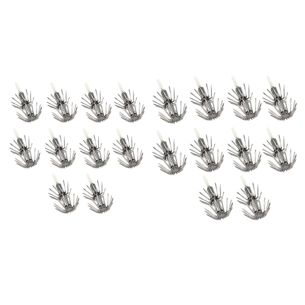 20pcs Stainless Steel Luminous Squid Lure Hooks Fishing Egi Jig Hooks
