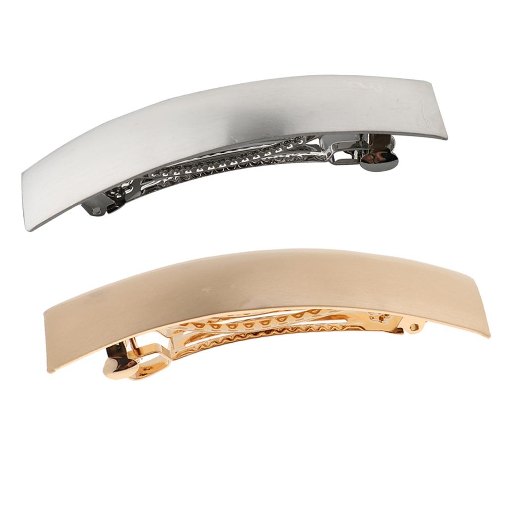 2Pcs Brushed Metal French Clips Spring Barrettes Ponytail Holder for Womens
