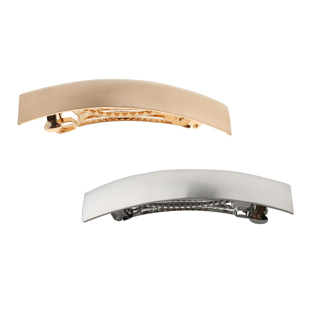 2Pcs Brushed Metal French Clips Spring Barrettes Ponytail Holder for Womens
