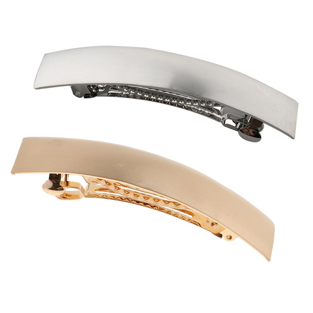 2Pcs Brushed Metal French Clips Spring Barrettes Ponytail Holder for Womens