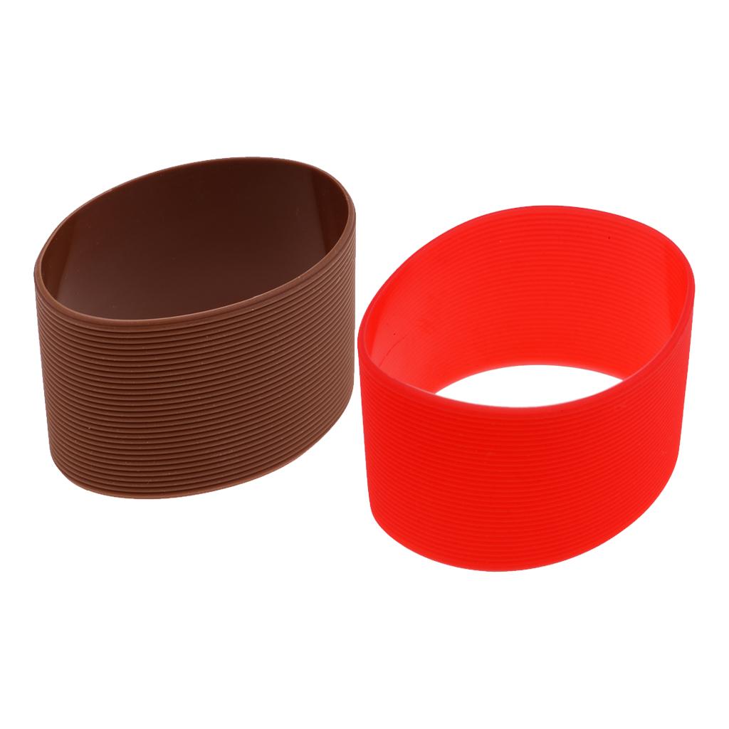 2PCS Outdoor Silicone Round Non-slip Water Bottle Mug Cup Sleeve Cover