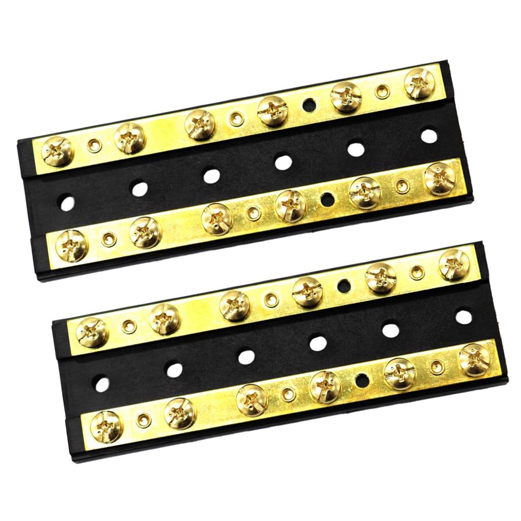 2pcs Boat Marine Terminal Block Brass Bus Bar (6P) Power Distribution Block