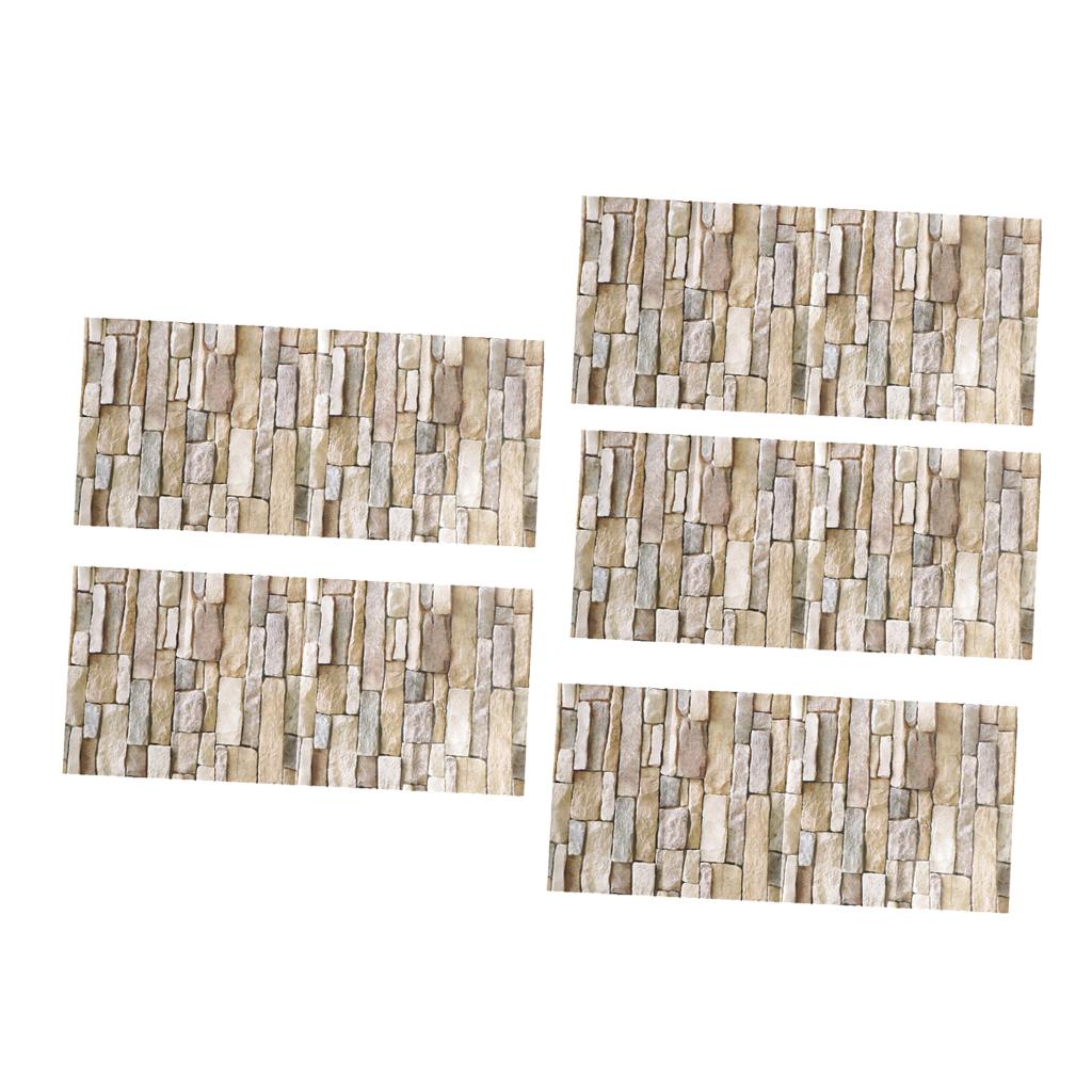5pcs 3D Stone Brick Self Adhesive Wall Paper Sticker DIY Art Home Decor