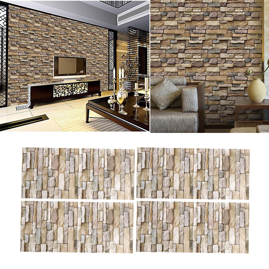 5pcs 3D Stone Brick Self Adhesive Wall Paper Sticker DIY Art Home Decor