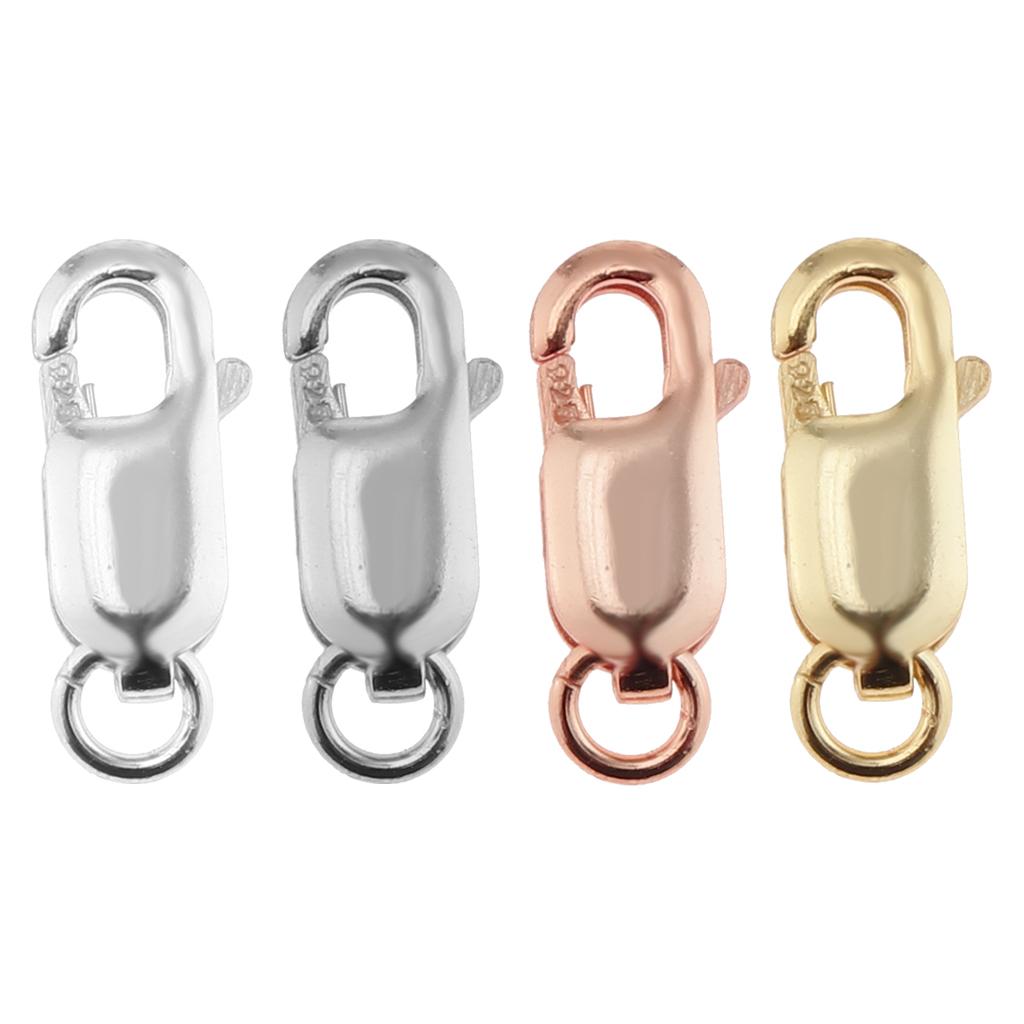 4 Pieces 925 Sterling Metal Lobster Clasp Split Ring Jewelry Keychain DIY