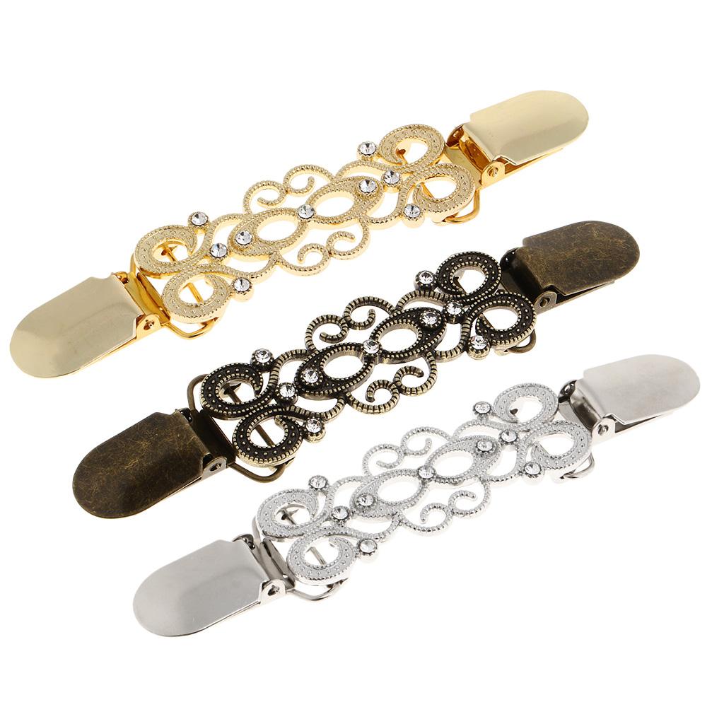 3pcs Retro Women Shawl Cardigan Sweater Duck Mouth Clip Shirt Collar Clasps