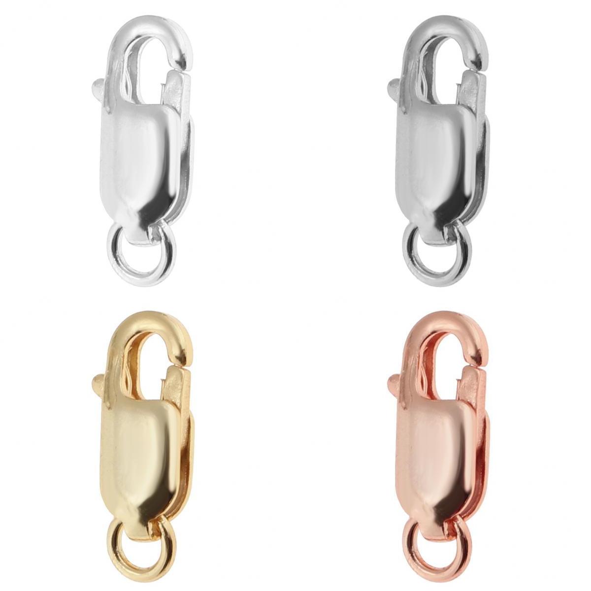 4Pcs 925 Sterling Metal Lobster Clasp Split Ring Jewelry Keychain DIY 10mm