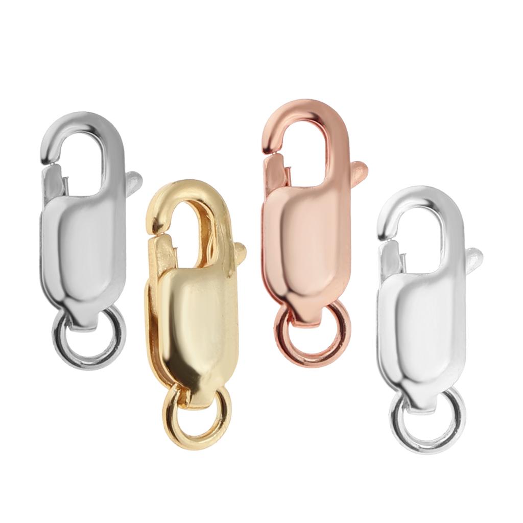 4Pcs 925 Sterling Metal Lobster Clasp Split Ring Jewelry Keychain DIY 10mm