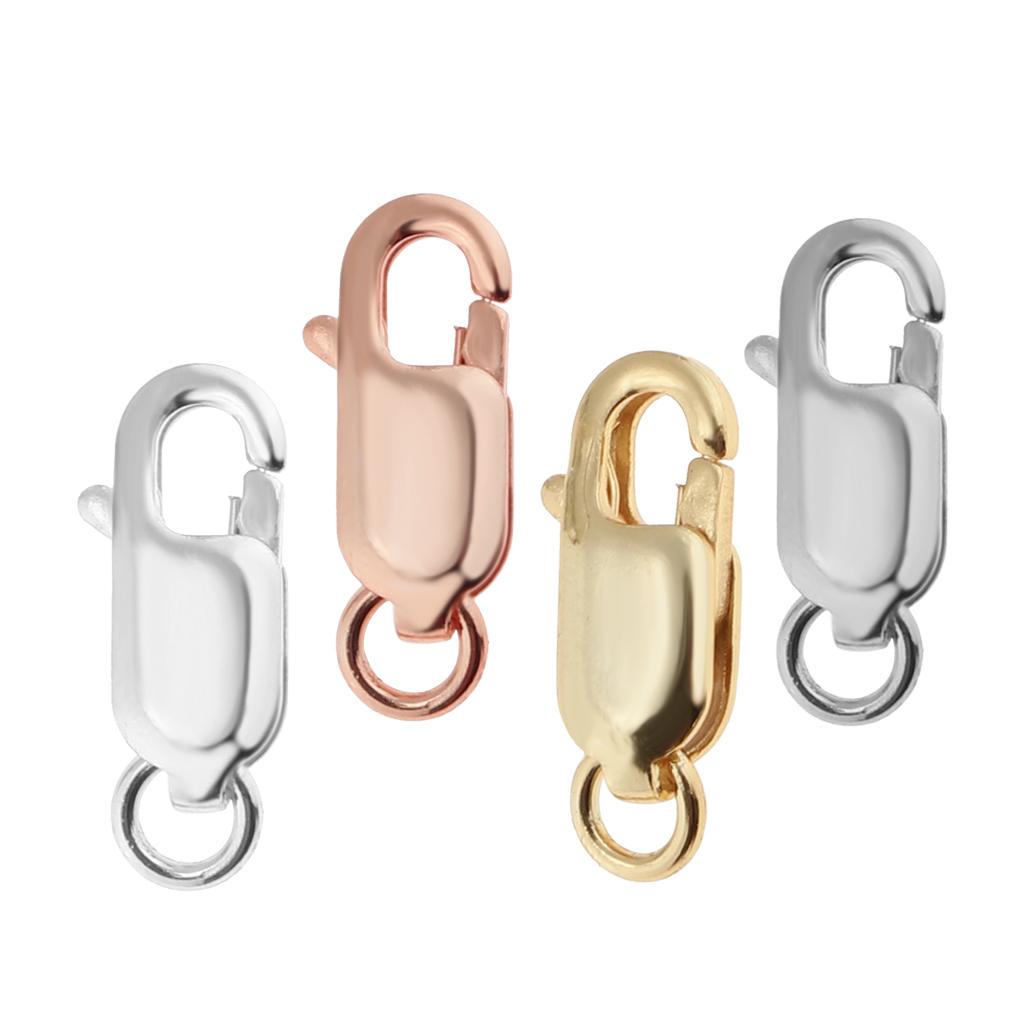 4Pcs 925 Sterling Metal Lobster Clasp Split Ring Jewelry Keychain DIY 10mm