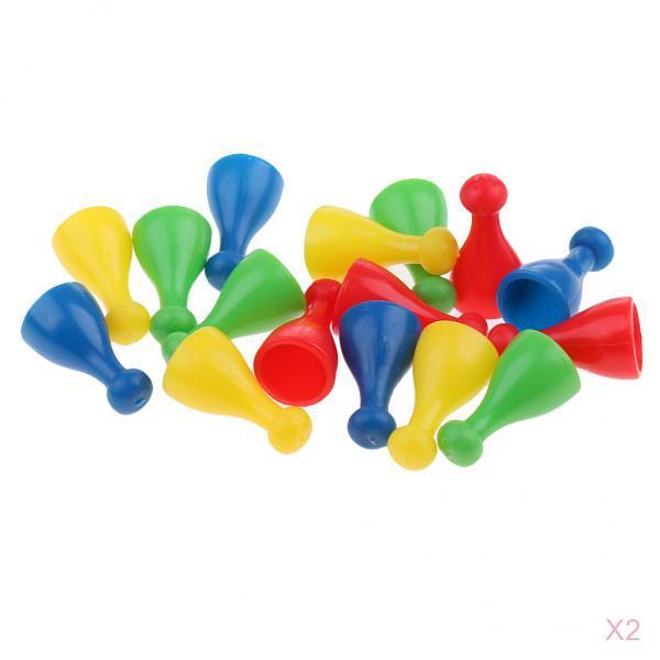 32 Pieces Plastic Chess Pawn Pieces Board Card Game Halma Parts Accessories