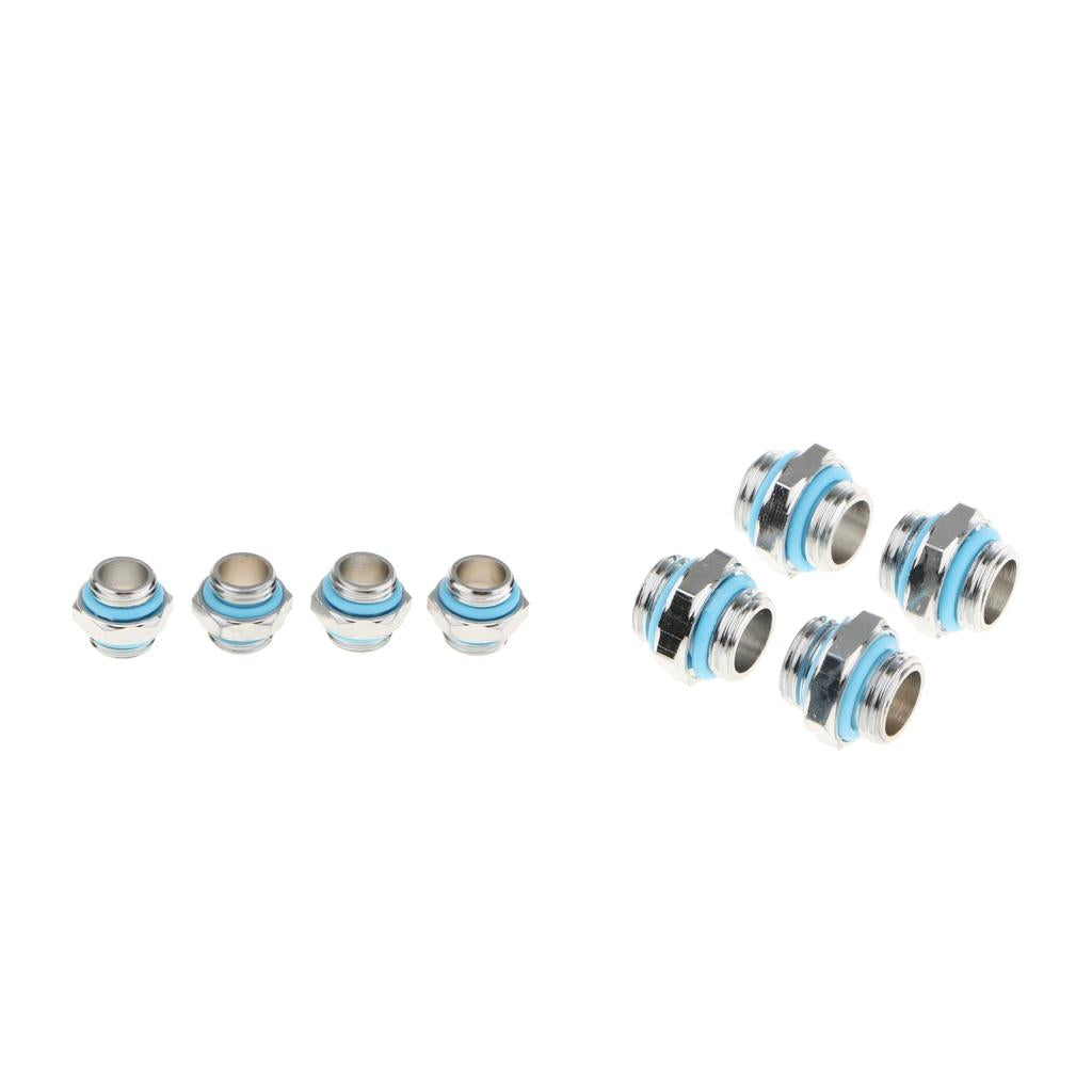 8Piece Silver Chrome Water Cooling G1/4 Plug 5mm Male to Male Fitting "