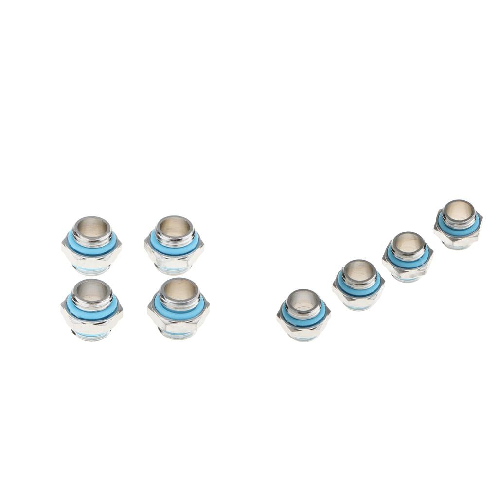8Piece Silver Chrome Water Cooling G1/4 Plug 5mm Male to Male Fitting "