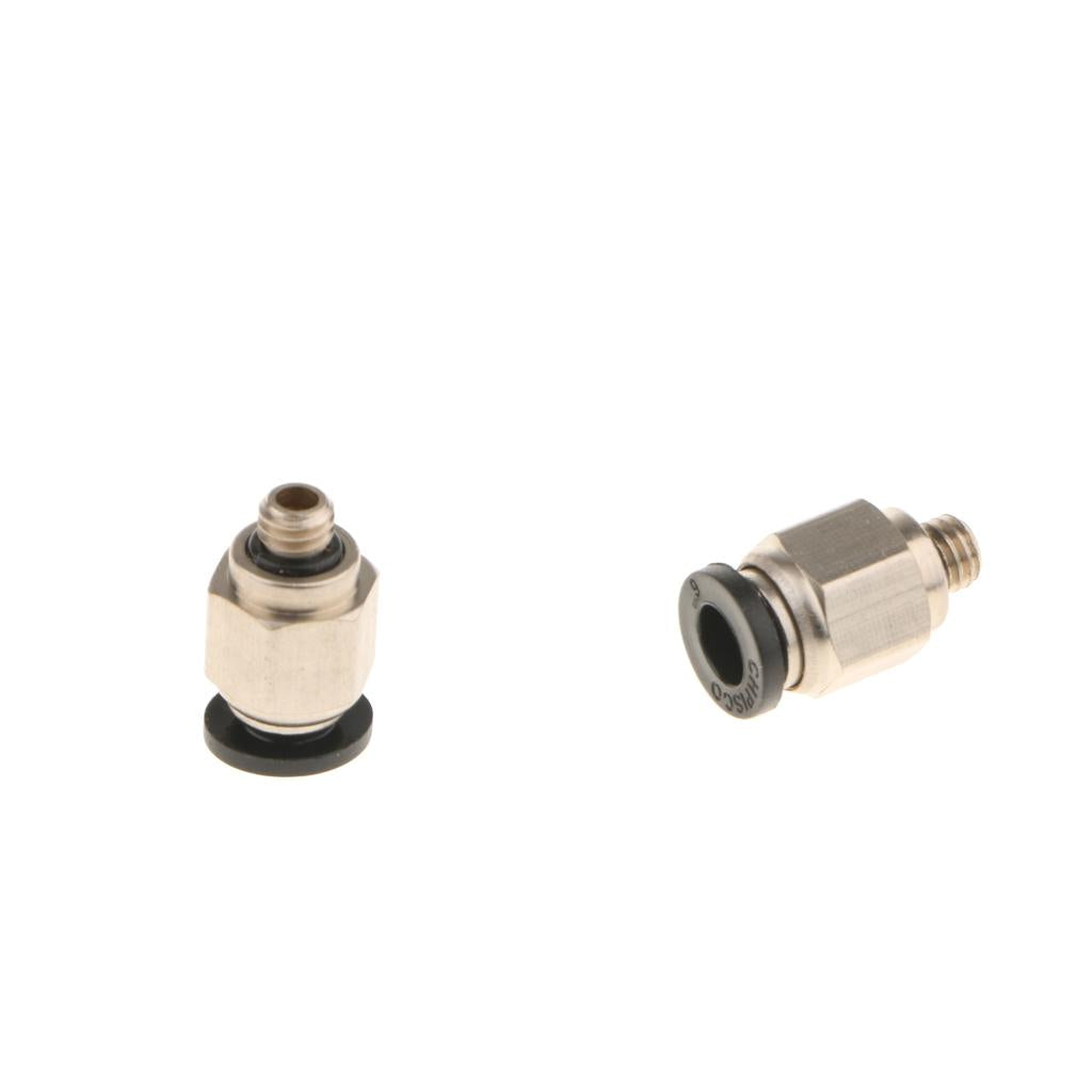 2x PC6-M6 Pneumatic Straight Fitting 6mm Thread M6 Connector for 3D Printer
