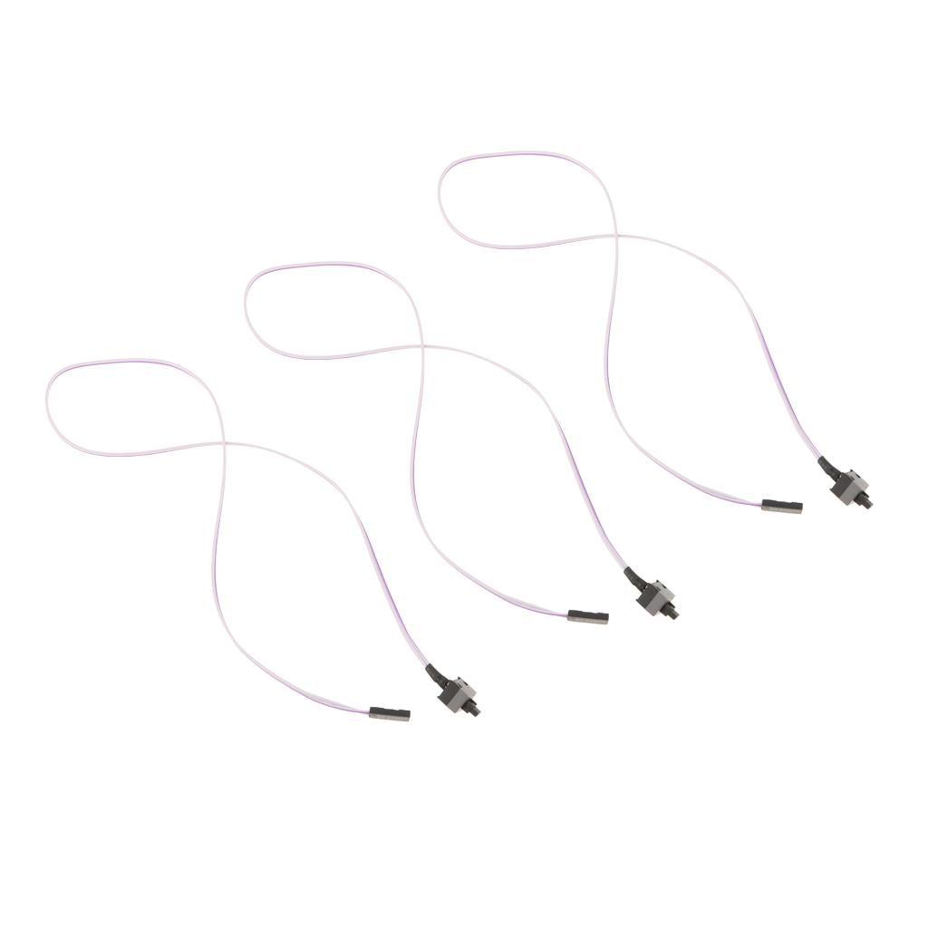 3Pcs PC Case Power Push Button Cable ATX Computer On/Off Switch Wire