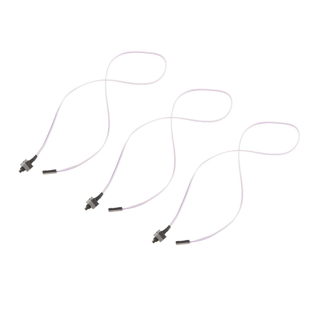 3Pcs PC Case Power Push Button Cable ATX Computer On/Off Switch Wire