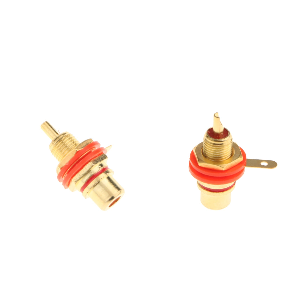 2x RCA Jack Plug Socket Audio Video Female Cable Connectors Adapter Red