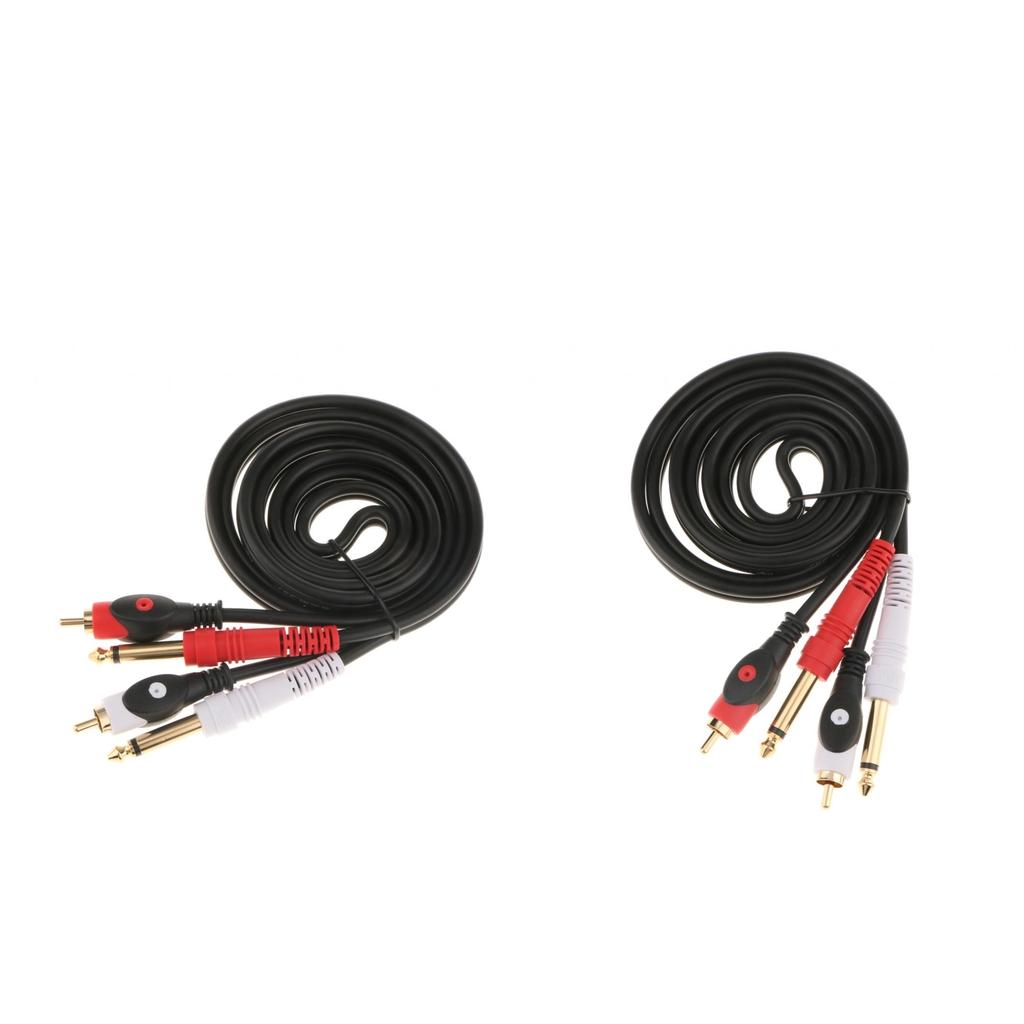 2x Instrument Audio Cable 6.5mm Male to RCA Male for Amplifier Mixer 1.5M