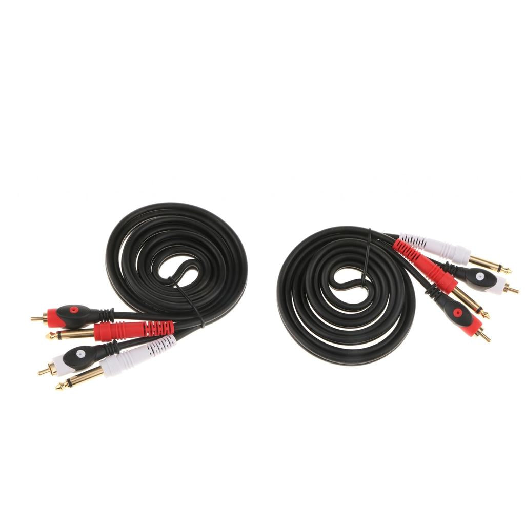 2x Instrument Audio Cable 6.5mm Male to RCA Male for Amplifier Mixer 1.5M
