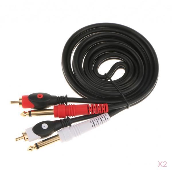 2x Instrument Audio Cable 6.5mm Male to RCA Male for Amplifier Mixer 1.5M