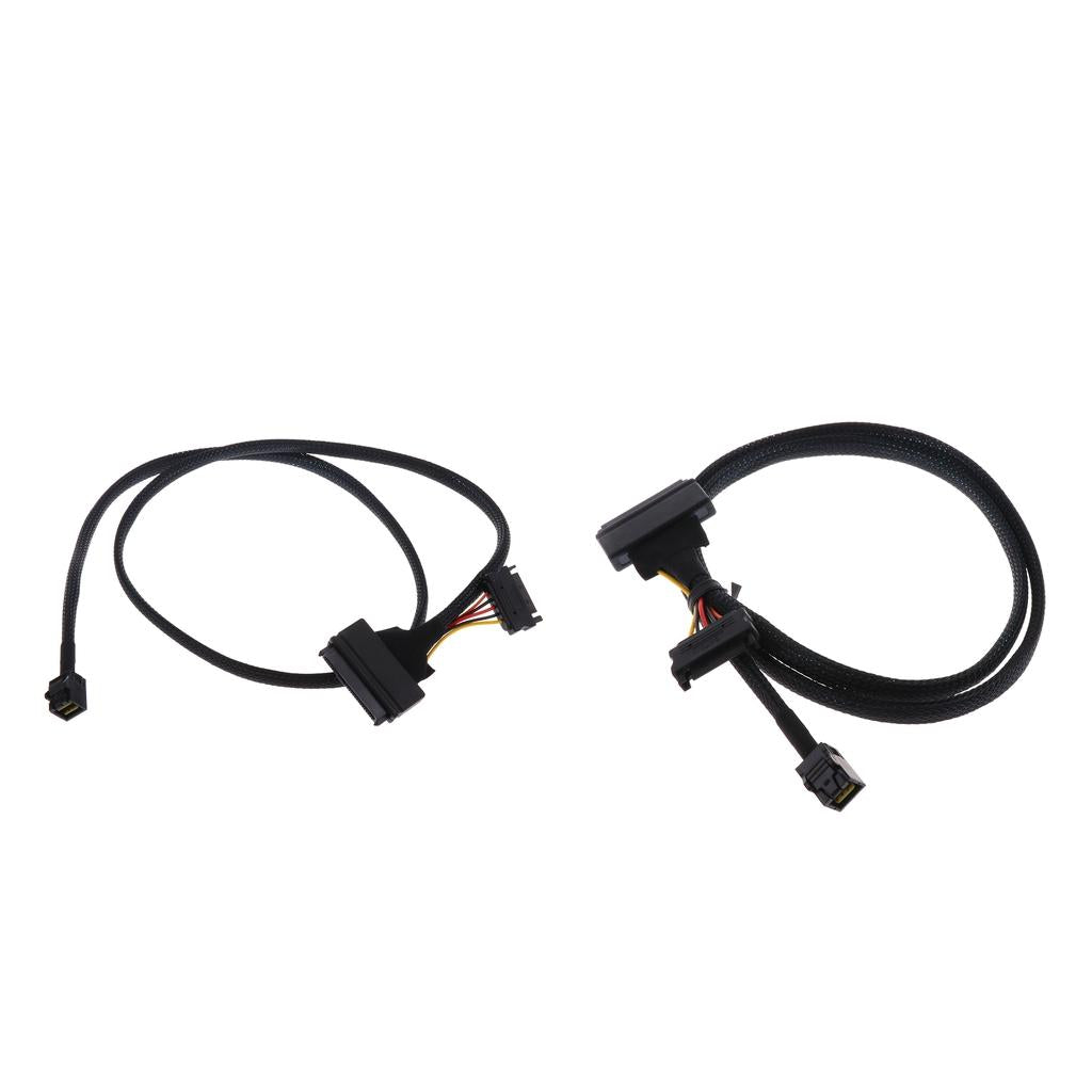 2Pcs 12G Mini SAS HD SFF-8643 to U.2 SFF-8639 Cable Cord with SATA power 1M