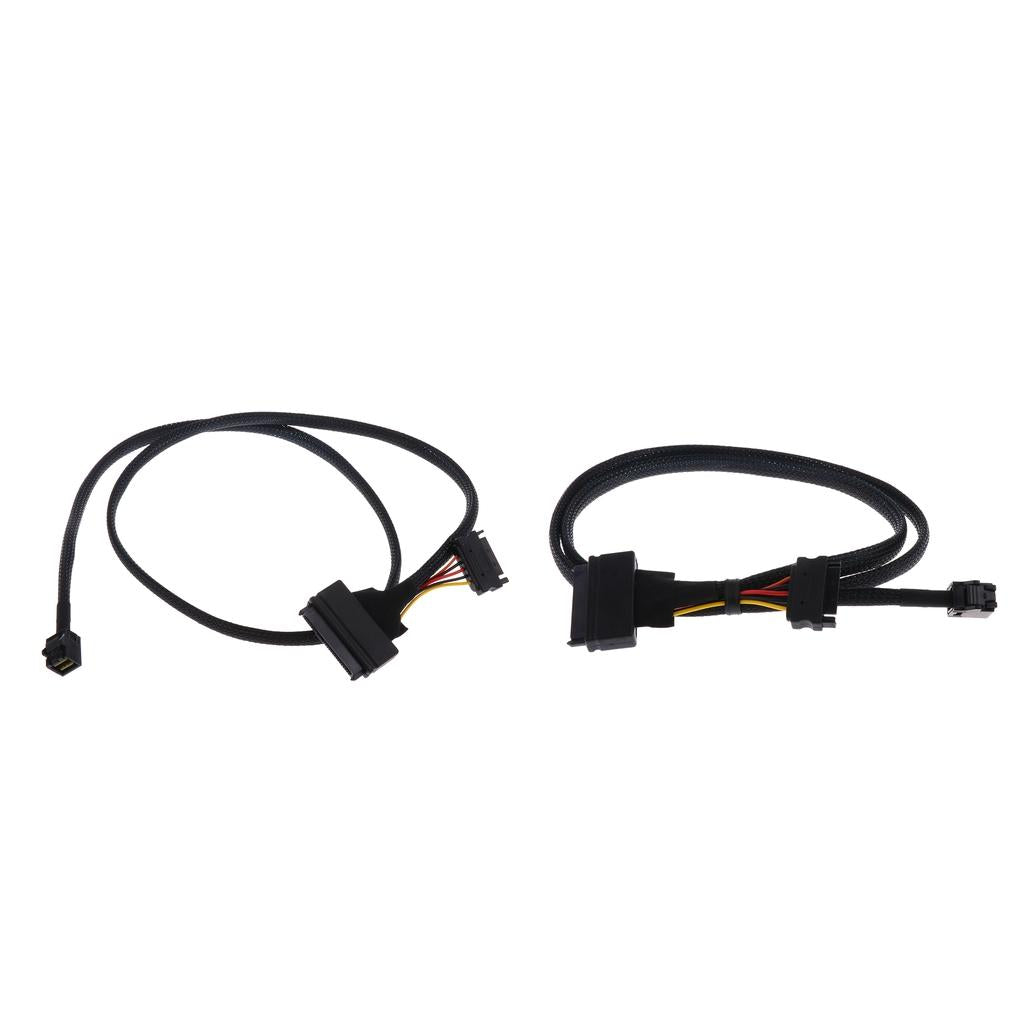 2Pcs 12G Mini SAS HD SFF-8643 to U.2 SFF-8639 Cable Cord with SATA power 1M