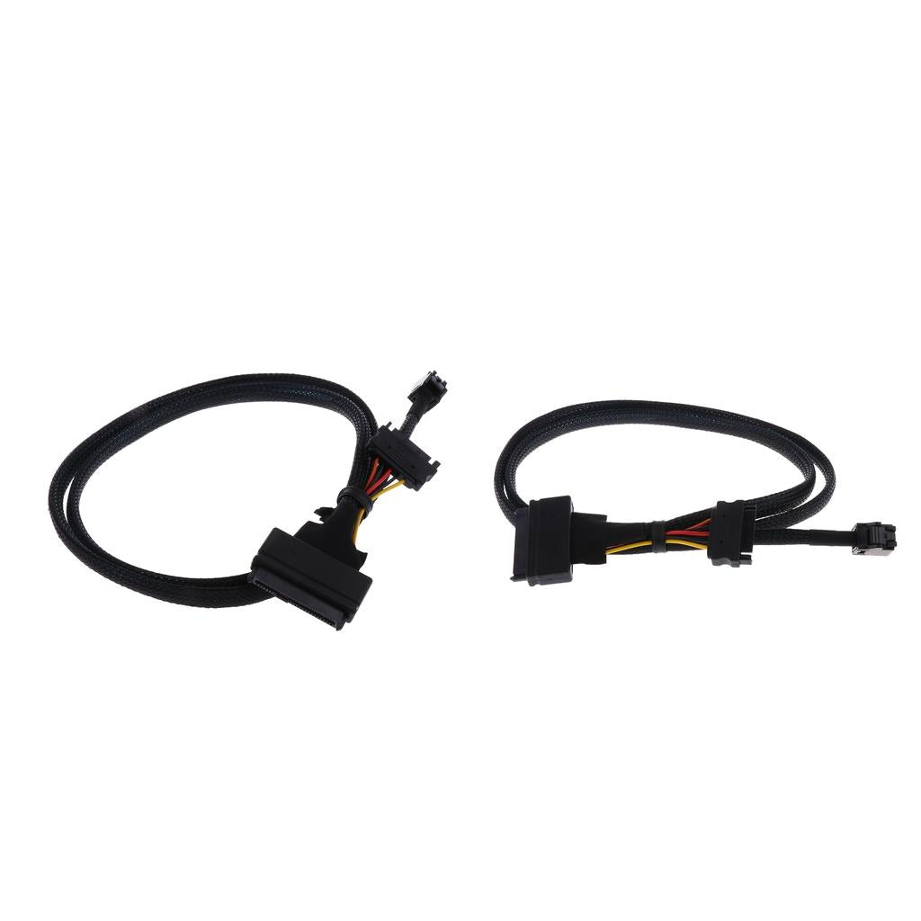 2Pcs 12G Mini SAS HD SFF-8643 to U.2 SFF-8639 Cable Cord with SATA power 1M
