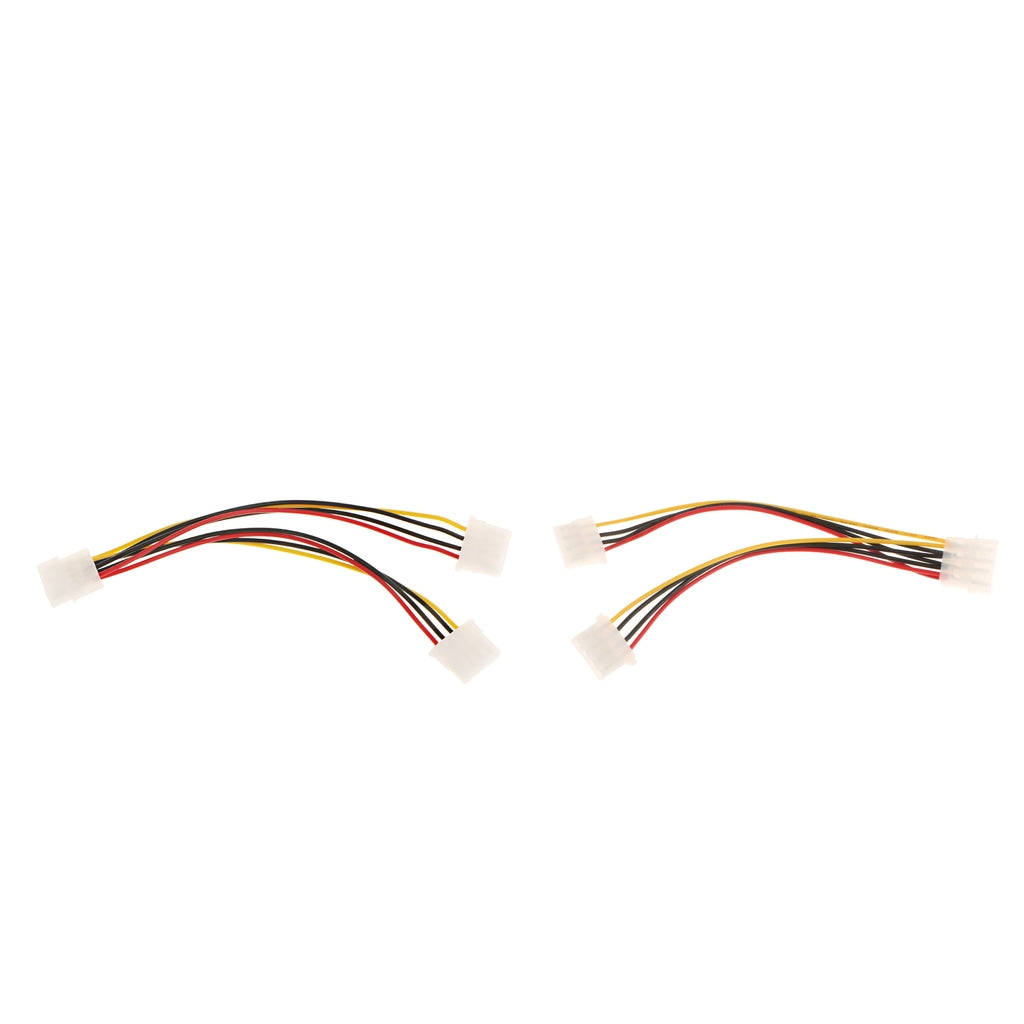 2Pcs Computer 4 Pin Power Supply Splitter Adapter Cable 2 Female to 1 Male