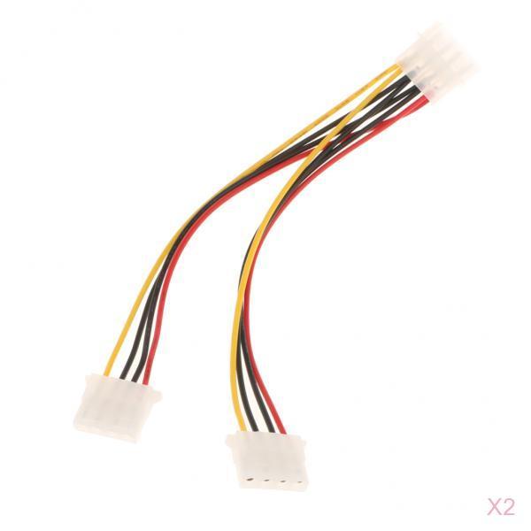 2Pcs Computer 4 Pin Power Supply Splitter Adapter Cable 2 Female to 1 Male